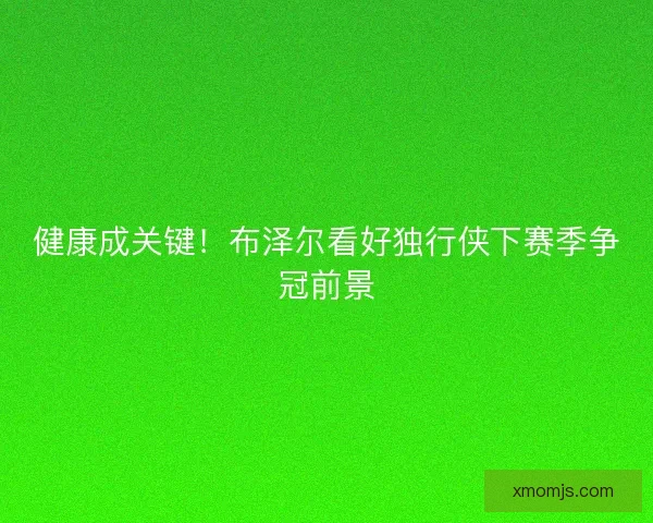 健康成关键！布泽尔看好独行侠下赛季争冠前景