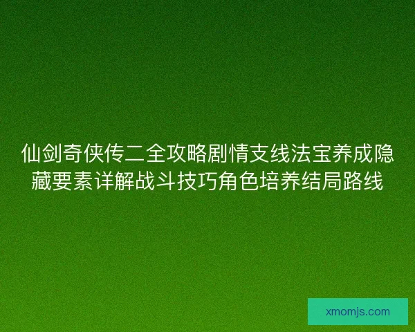 仙剑奇侠传二全攻略剧情支线法宝养成隐藏要素详解战斗技巧角色培养结局路线